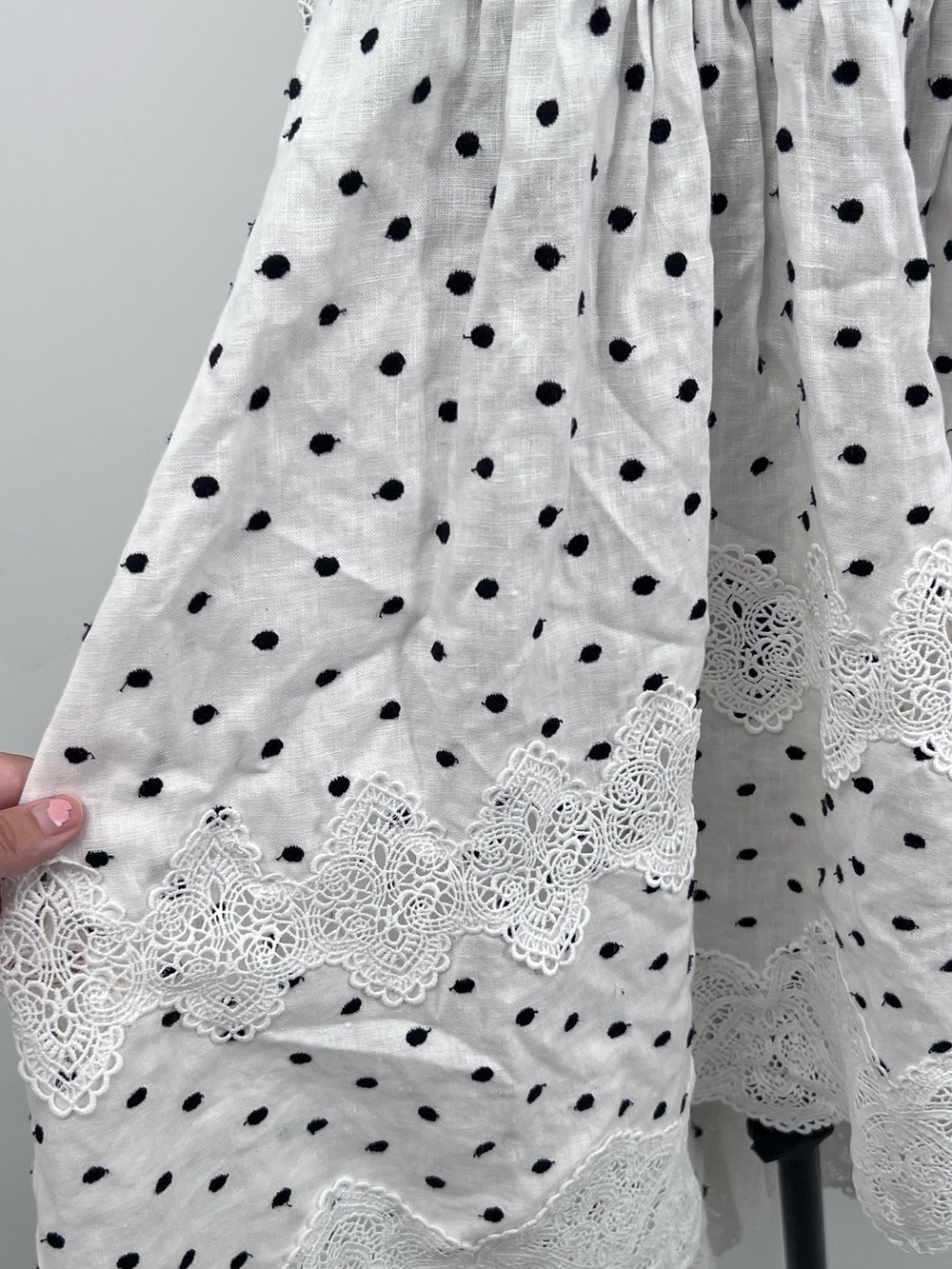 Zimmermann black white linen polka-dot apron midi dress size 1 - Picture 8 of 13